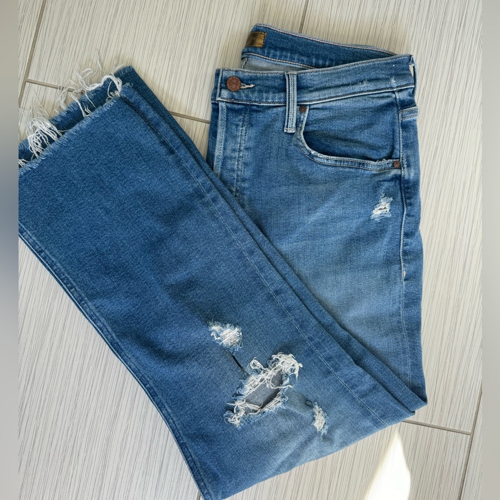 Sz 31 Mother Tripper Ripped High Waist Fray Hem Ankle